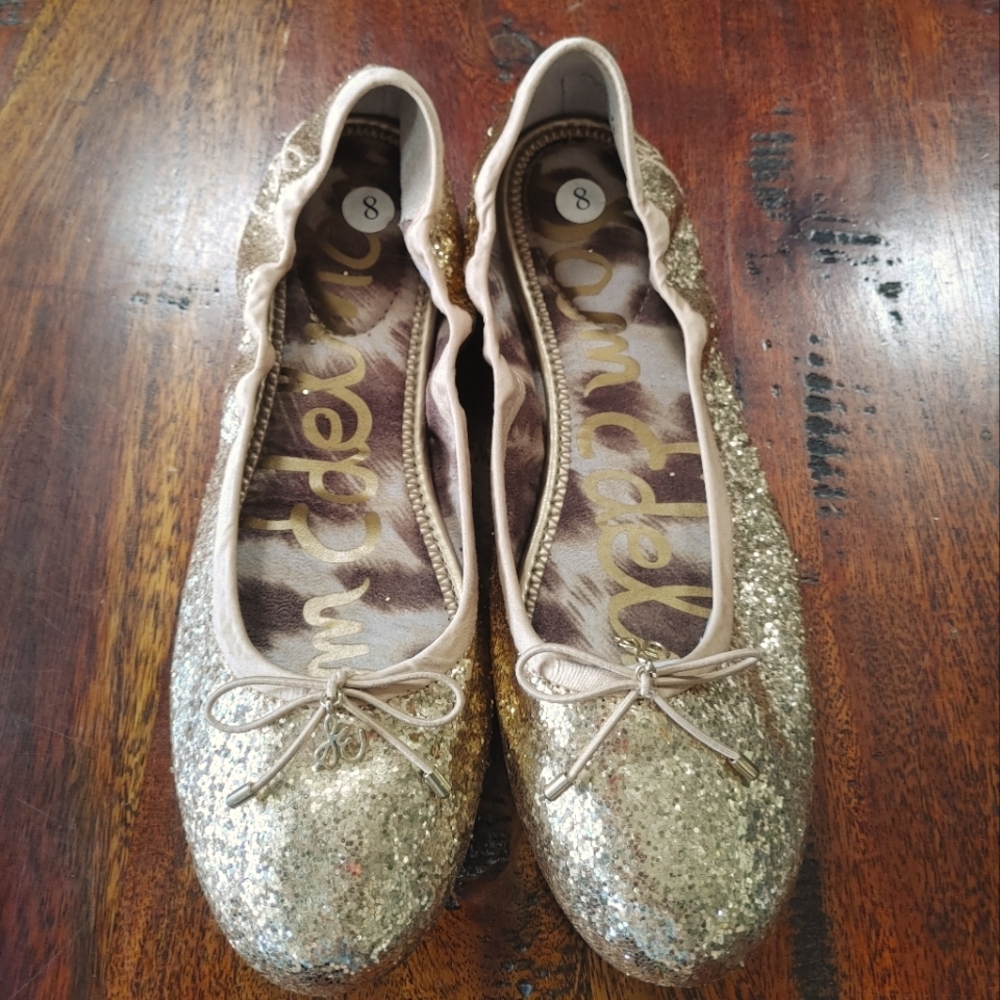 ⭐Sam Edelman Gold Sparkle Ballet Style Flats ~ Size 8⭐